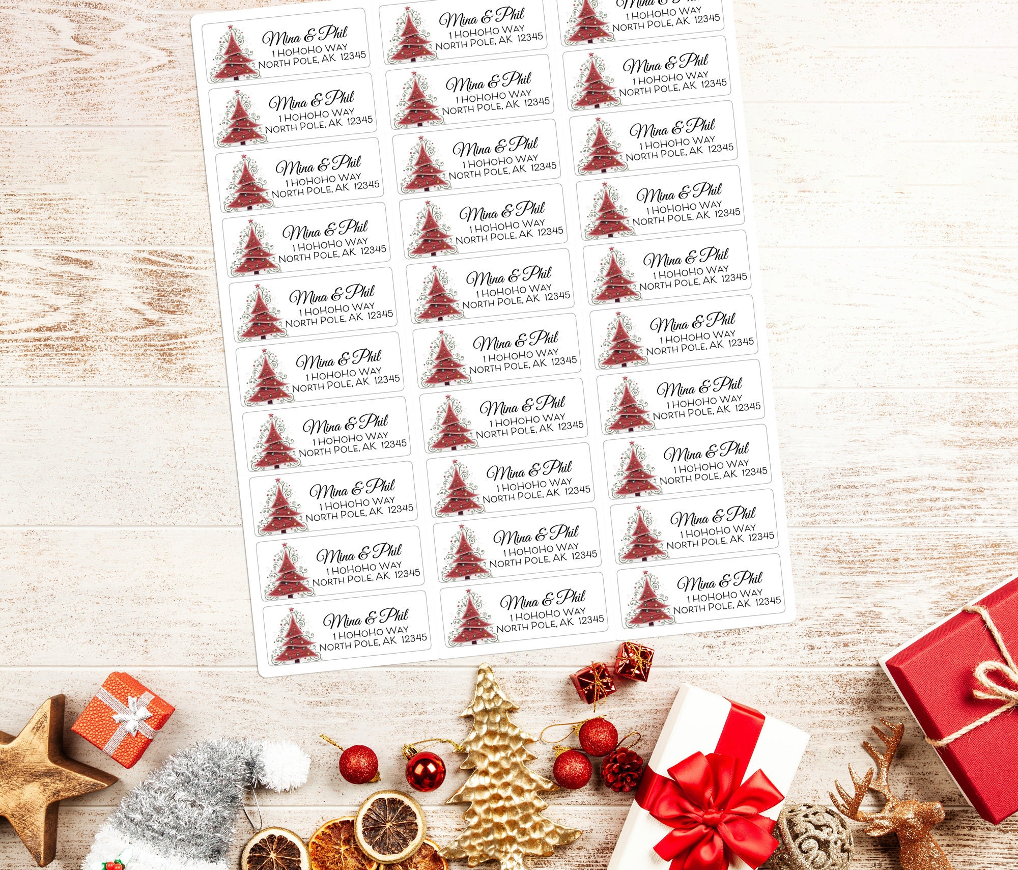Christmas Personalized Return Address Labels Printable Avery Etsy