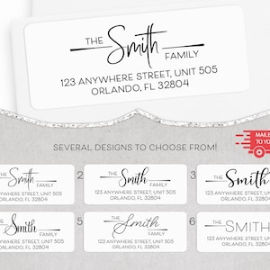 Family Address Labels, Modern Family Return Address Stickers, Stylish Custom Address Labels, Personalized Mailing Labels with Family Name