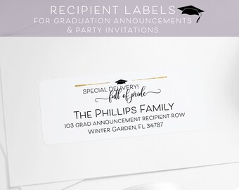 Graduation Guest Address Label, Class of 2024 Grad Announcement Recipient Label, Special Delivery Full of Pride Sticker, Class of 2025