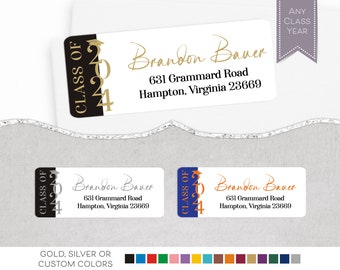 Graduation Address Label, Graduate Announcement Return Address Label, Class of 2024 Grad Party Invitation Address Sticker, Class of 2025