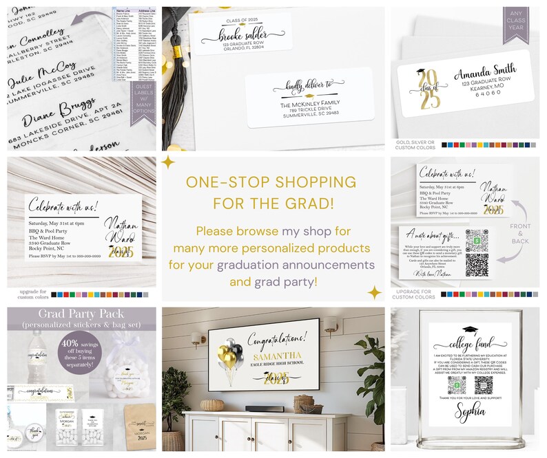 Graduation Address Label, Graduation Announcement, Commencement, Invitation Address Label, Address Stickers, Class of 2026 Bild 13