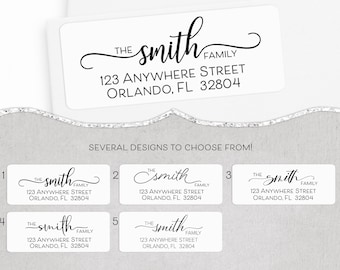 Return Address Labels, Family Address Labels, Fancy Return Address Stickers, Custom Address Labels, Personalized Mailing Labels