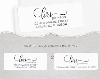 Sophisticated Return Address Label, Calligraphy Address Label, Elegant Return Address Sticker, Custom Personalized Mailing Label