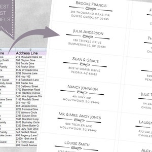 Minimalist Guest Address Label, Recipient Address Sticker, Guest List Labels for Wedding, Save the Date, Bridal, Baby Shower, Graduation