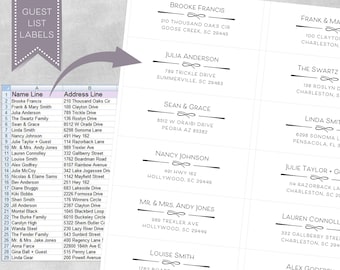 Minimalist Guest Address Label, Recipient Address Sticker, Guest List Labels for Wedding, Save the Date, Bridal, Baby Shower, Graduation