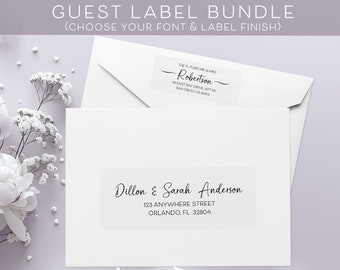 Guest Address Labels and matching Return Address labels for Save the dates, Invitations and Thank yous, Recipient Mailing Address Labels