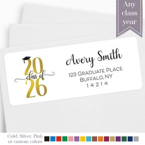 Graduation Address Label, Graduate Announcement Return Address Label, Class of 2026 Grad Party Invitation Address Sticker, Class of 2027