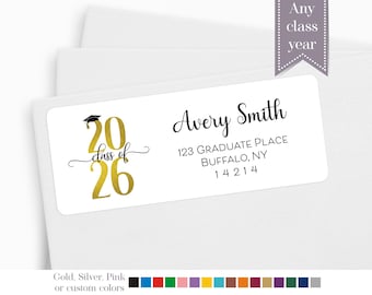 Graduation Address Label, Graduate Announcement Return Address Label, Class of 2026 Grad Party Invitation Address Sticker, Class of 2027