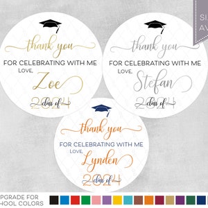 Graduation Thank You Sticker, Graduation Party Favor Sticker, Class of 2024 Sticker, Personalized Graduation Thank You Label, Class of 2025