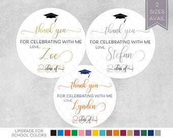 Graduation Thank You Sticker, Graduation Party Favor Sticker, Class of 2024 Sticker, Personalized Graduation Thank You Label, Class of 2025