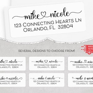 Couples Address Labels, Couples Return Address Labels, Modern Address Stickers, Connecting Hearts Mailing Labels