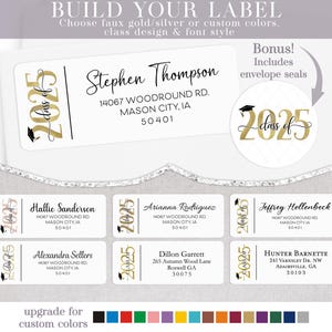 Class of 2025 Address Label, Graduation Invitation Return Address Label, Grad Announcement Address Stickers, Class of 2026 Mailing Address