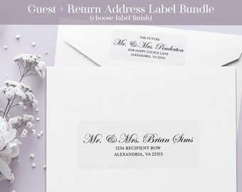 Guest Address and Return Address label bundle, Address Sticker Set, Wedding, Save the Date, Graduation, Invitation, Party, Shower