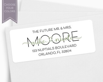 Future Mr and Mrs Return Address Label, Soon to be Mr and Mrs Wedding Address Stickers, Just Engaged, Newly Engaged, Save the Date Labels