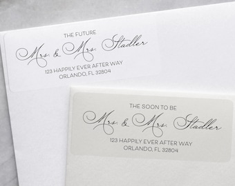 Future Mr and Mrs Address Labels, Soon to be Mr and Mrs Wedding Return Address Stickers, Just Engaged, Newly Engaged, Elegant, Save the Date