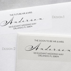 Future Mr and Mrs Address Labels, Soon to be Mr and Mrs Wedding Return Address Stickers, Just Engaged, Newly Engaged, Elegant image 2