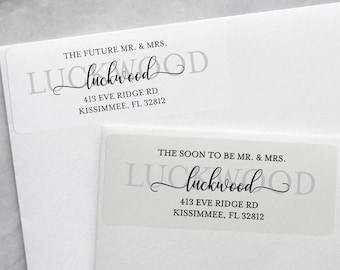 Future Mr and Mrs Address Labels, Soon to be Mr and Mrs Wedding Return Address Stickers, Just Engaged, Newly Engaged, Elegant