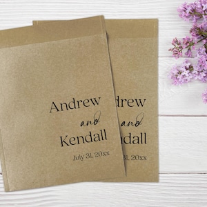 Personalized Wedding Favor Bag, Minimalist Custom Reception Favor Bags for cookies, donuts, sweet treats, candy, Personalized Printed