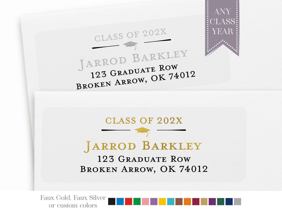 Graduation Address Label, Graduate Announcement Return Address Label ...