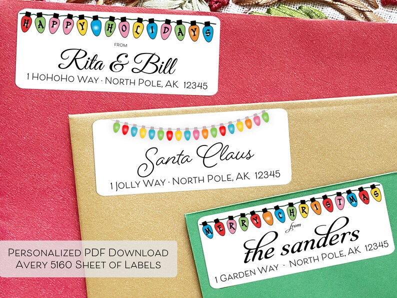 Christmas Personalized Return Address Labels Printable Avery Etsy