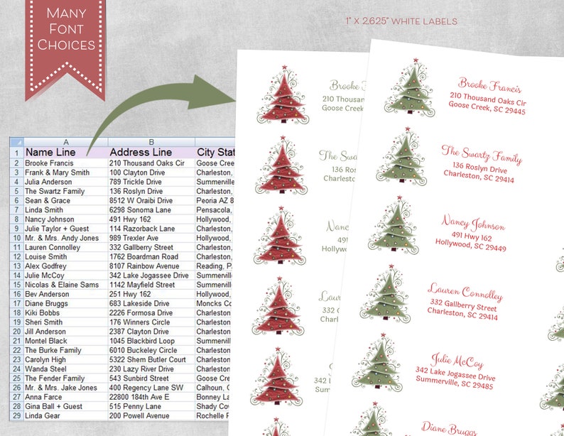 Christmas Card Envelope Seal Christmas Tree Sticker Holiday Etsy