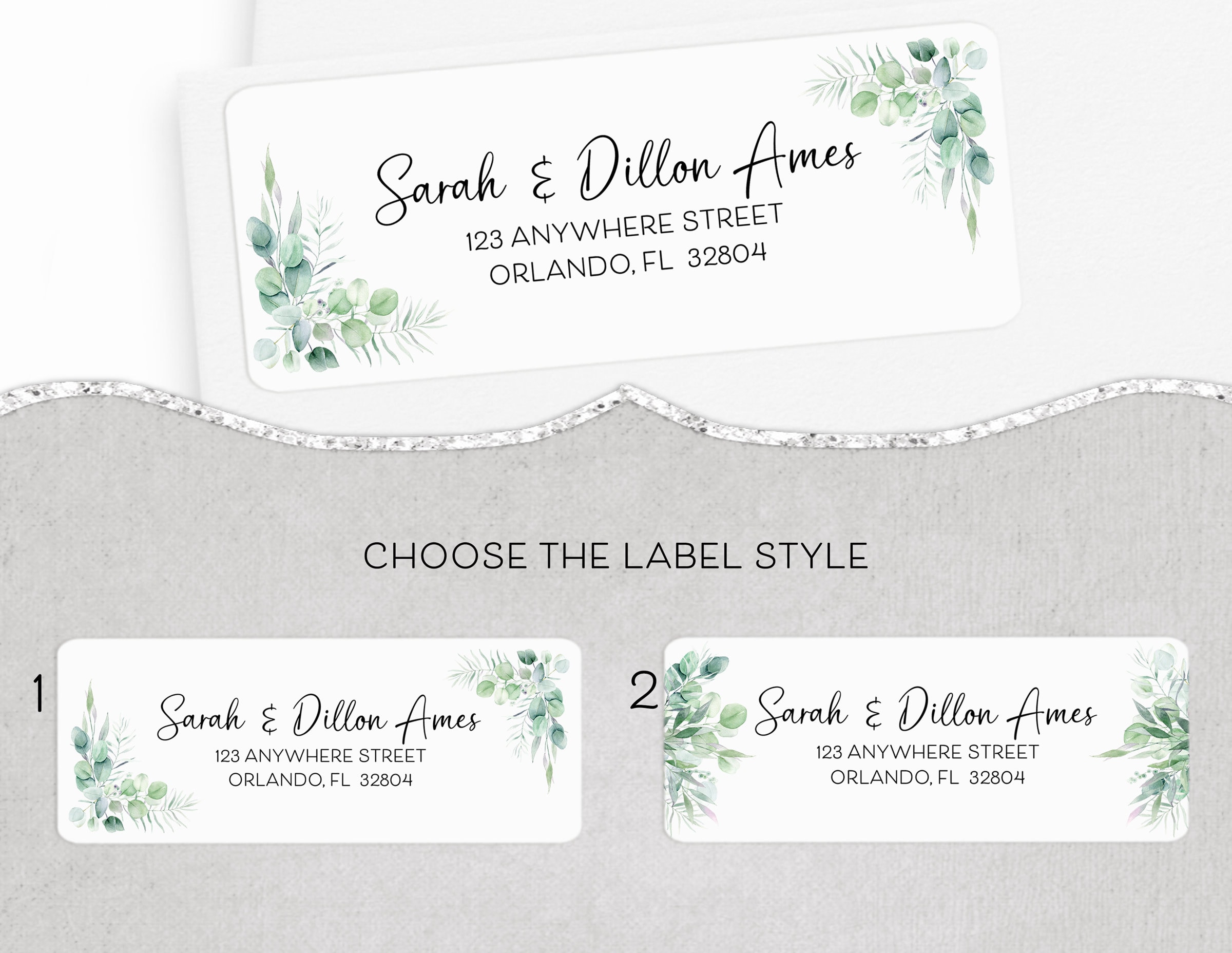 Custom Rustic Barnwood Leaves Return Address Labels - 90 Labels, 1.25" X 2.75"