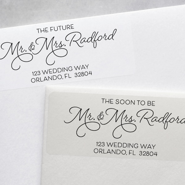 Future Mr and Mrs Address Labels, Soon to be Mr and Mrs Wedding Return Address Stickers, Just Engaged, Newly Engaged, Elegant