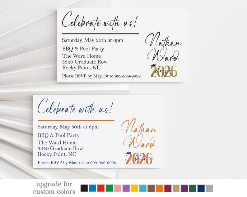 Graduation Party Insert Card, Grad Party Enclosure Card, Class of 2026 ...