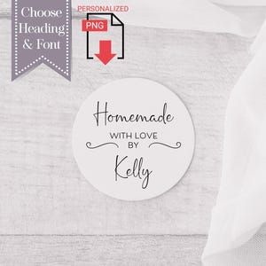 Gepersonaliseerde downloadbestand Homemade With Love, Handmade With Love, Baked With Love, Made with Love, download van pakketlabels voor kleine bedrijven