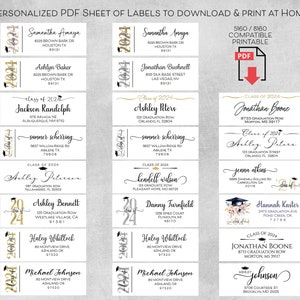 Graduation Address Label Download, Class of 2024, Graduate Mailing Label, Grad Announcement Party Invite Label, Class of 2025, Printable PDF