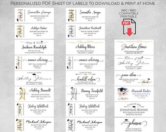 Graduation Address Label Download, Class of 2024, Graduate Mailing Label, Grad Announcement Party Invite Label, Class of 2025, Printable PDF