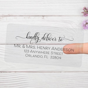 Clear Guest Address Labels, Kindly Deliver To Recipient Mailing Address Labels, Wedding Address Stickers, Guest List Labels