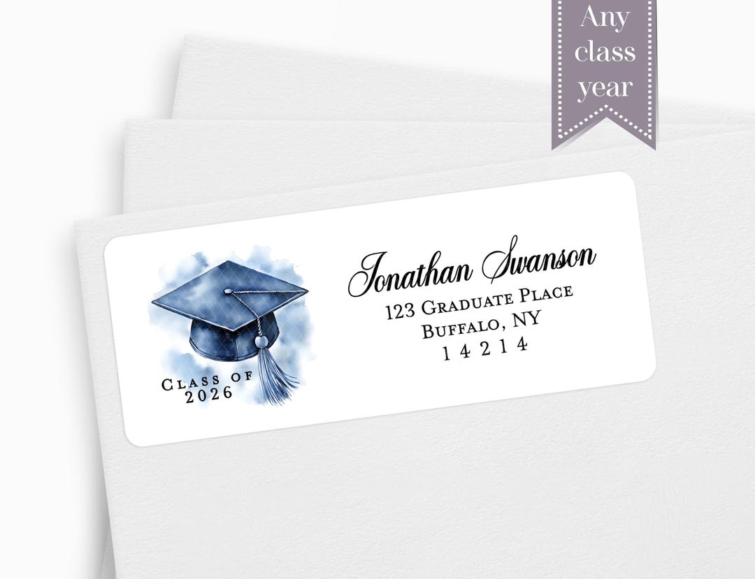 Graduation Address Label, Class of 2026 Graduate Announcement Return ...