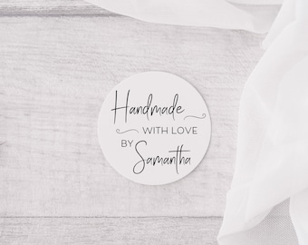 Handmade With Love personalized sticker, Custom packaging sticker, Personalized small business sticker, minimalist package label