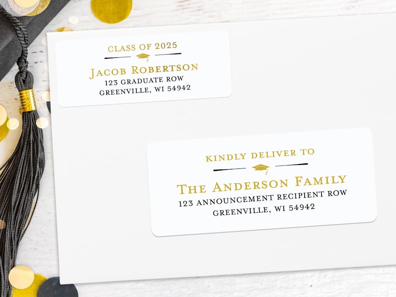 Graduation Address Label, Graduate Announcement Return Address Label ...