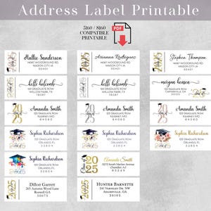 Graduation Address Label Download, Class of 2025 DIY Graduate Mailing Label, Grad Announcement Party Invite Label, Printable PDF