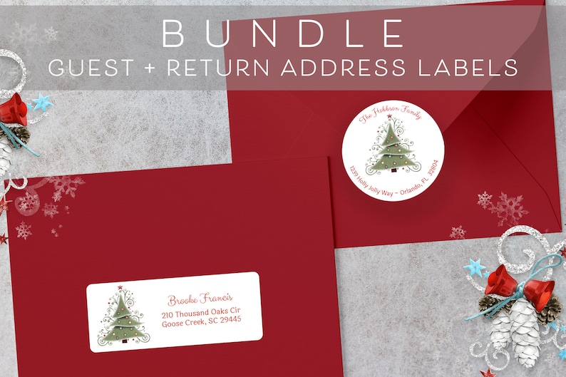 Christmas Card Envelope Seal Christmas Tree Sticker Holiday Etsy