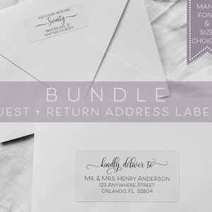 Kindly Deliver To Wedding Address Label Bundle, Guest and Return Address Labels, Invitation, Party, Announcement, Save the Date, Shower
