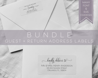 Kindly Deliver To Wedding Address Label Bundle, Guest and Return Address Labels, Invitation, Party, Announcement, Save the Date, Shower