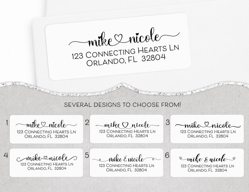 Couples Address Labels Couples Return Address Labels Modern Etsy