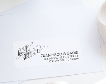 Kindly Deliver To Guest Address Label, Recipient Address, Wedding Invite Invitation Announcement Classy Elegant Trendy Stylish