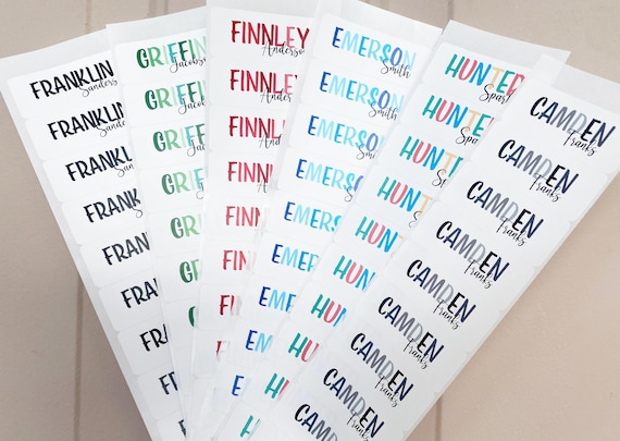 School Supply Name Label, Back to School Water-Resistant Trendy Colored Kids Name Sticker for supplies, books, Daycare, Preschool