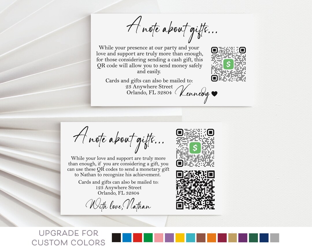 Graduation Gift Insert Card, College Fund QR Code Enclosure Card for ...