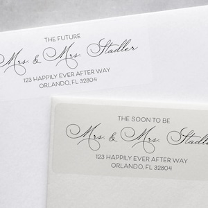 Zukünftiger Mr und Mrs Adressaufkleber, bald Mr und Mrs Antwortadressaufkleber, Elegantes hoch entwickeltes Hochzeitsadressaufkleber, personalisiertes PDF
