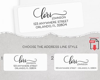 Address Label PDF Download, Return Address, Mailing Address, Address Sticker, Unique, Feminine, Stylish, Sophisticated, Modern, Script