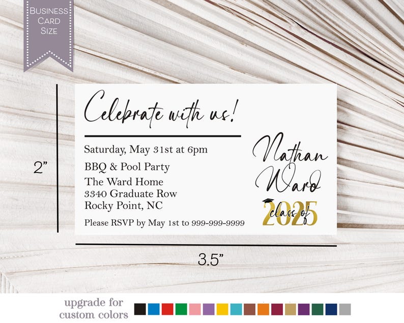 Graduation Party Insert Card, Grad Party Enclosure Card, Class of 2026 ...