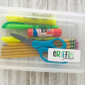 School Supply Name Label, Back to School Water-Resistant Trendy Colored Kids Name Sticker for supplies, books, Daycare, Preschool immagine 4
