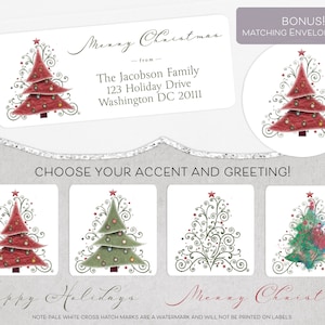 Christmas Address Label, Holiday Address Label, Return Address Label for Christmas Cards, Christmas Address Sticker, Christmas Tree