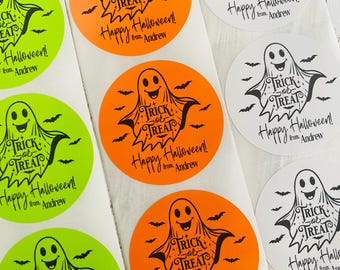 Happy Halloween sticker, Personalized Halloween Ghost Candy label & bag for School, Friend, Classroom, kids