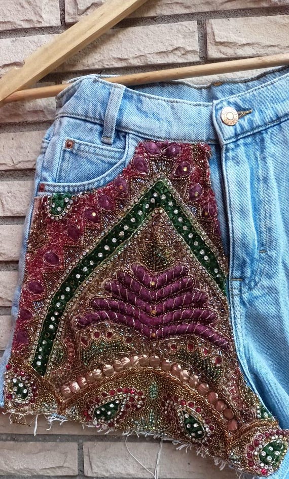 【BOHEMIAN SEOUL】 DENIM SHORTS デニム Truckers Mid Waist Relaxed Denim Shorts - Rosewood | One